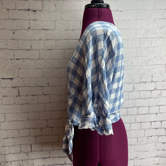 Rails Athena Periwinkle Check wrap blouse size large - Picture 3 of 8